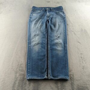 Levis Jeans Mens 32 Blue 514 Light Wash Distressed Straight Wide Skater Denim